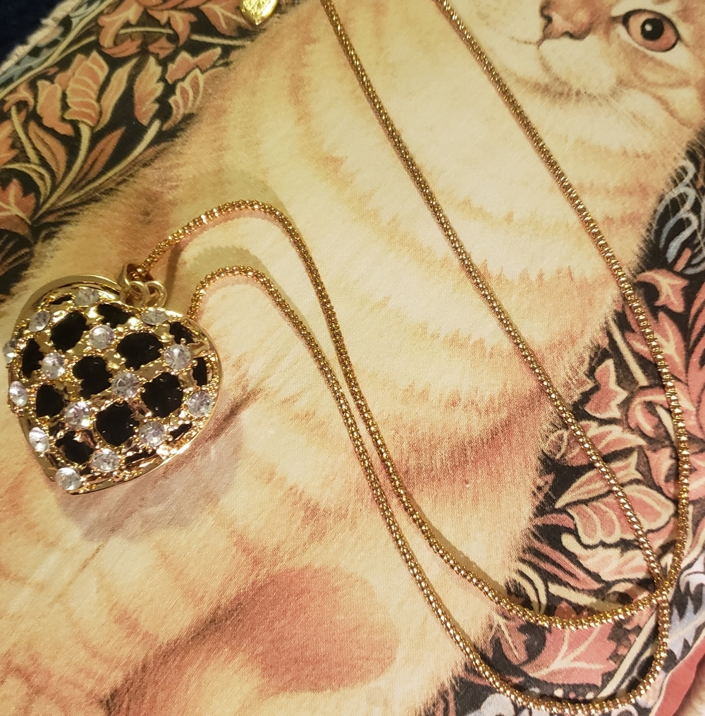 Betsey Johnson Gold Necklace with Black and White Accents